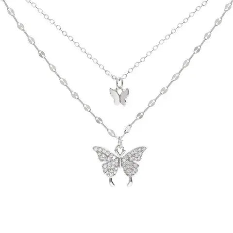 Double Butterfly Chain Necklace