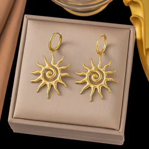 Gold Star Heart Drop Earrings