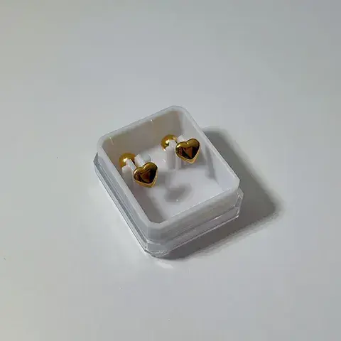 Stainless Steel Cross Heart Shape Snowflake PVD Coated Zircon 18K Gold Plated Sweet Waterproof Non Tarnish Plating Cartilage Earrings