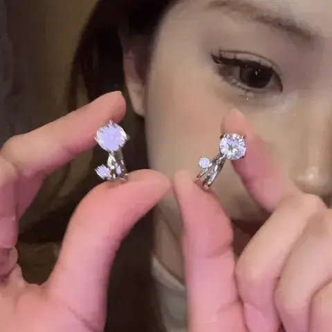 Elegant Bohemian Style Zirconia Earrings For Women Fashionable Sweet Cool Aesthetic Silver Alloy Butterfly Knot Dangle Studs