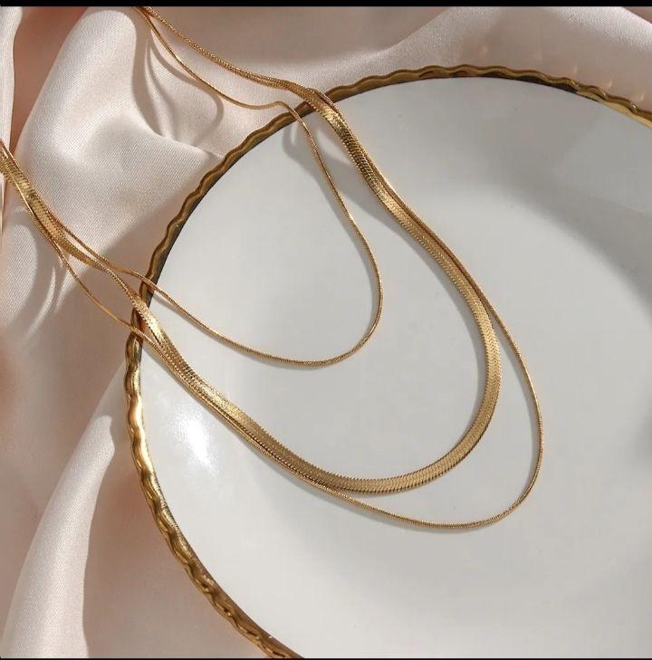 Elegant Gold Triple Chain Necklace