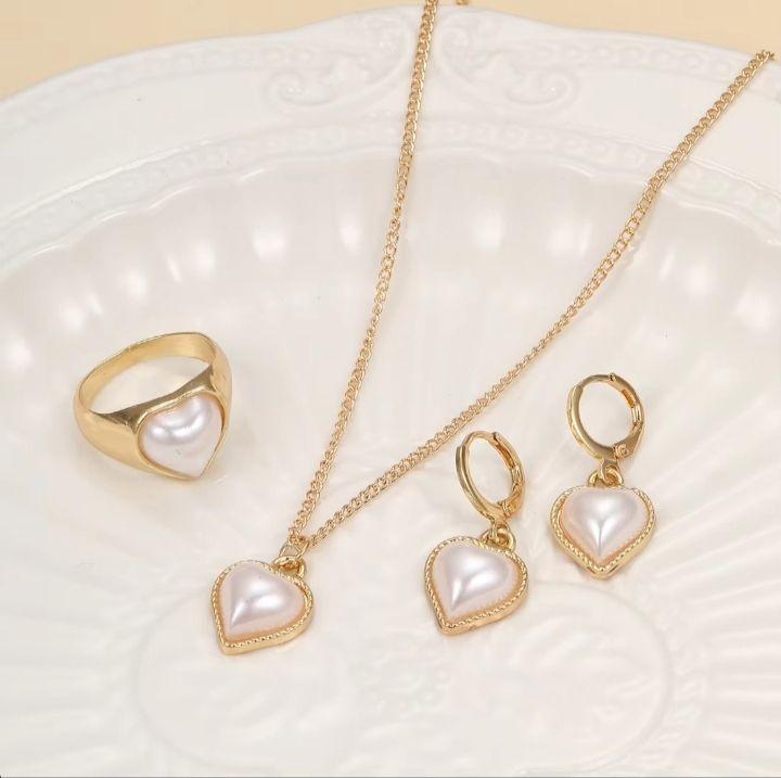 Pearl Heart Jewellery Set