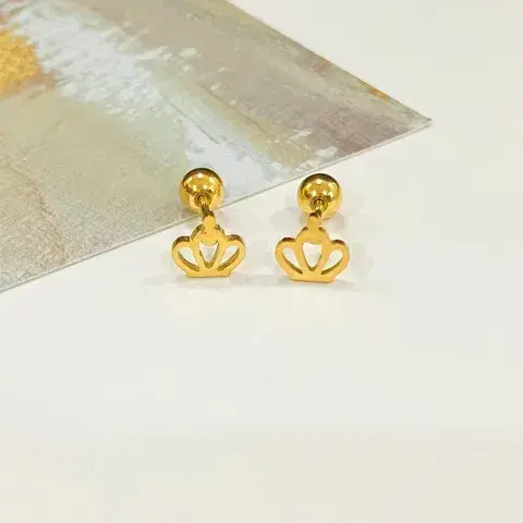 Stainless Steel Cross Heart Shape Snowflake PVD Coated Zircon 18K Gold Plated Sweet Waterproof Non Tarnish Plating Cartilage Earrings