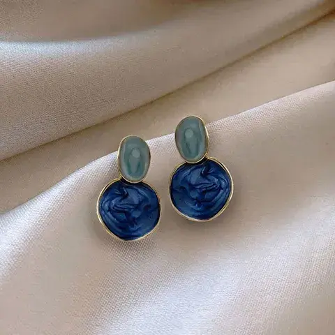Blue Earrings For Women New Niche Design High-grade Earrings Elegant Face-looking Small Earrings Popular Earrings
