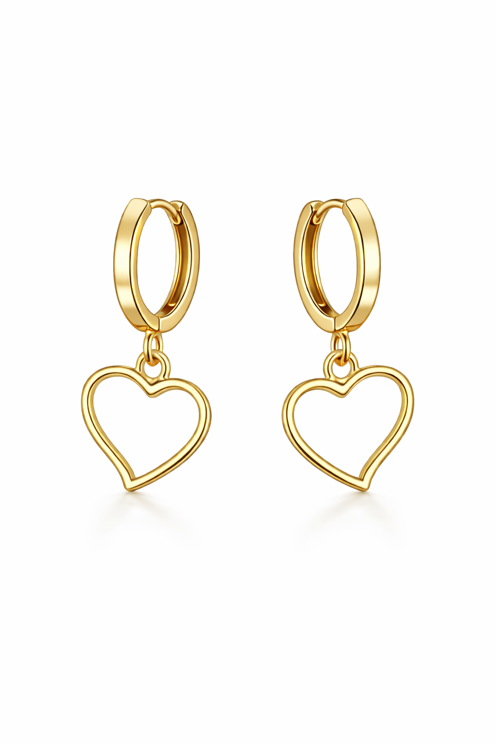 Gold Heart Drop Earrings