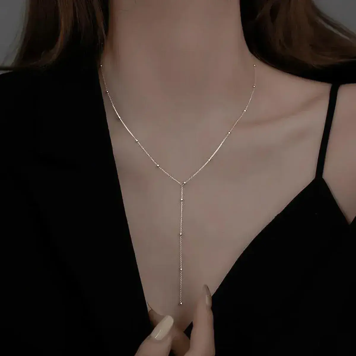 Minimal Y-Drop Chain Necklace