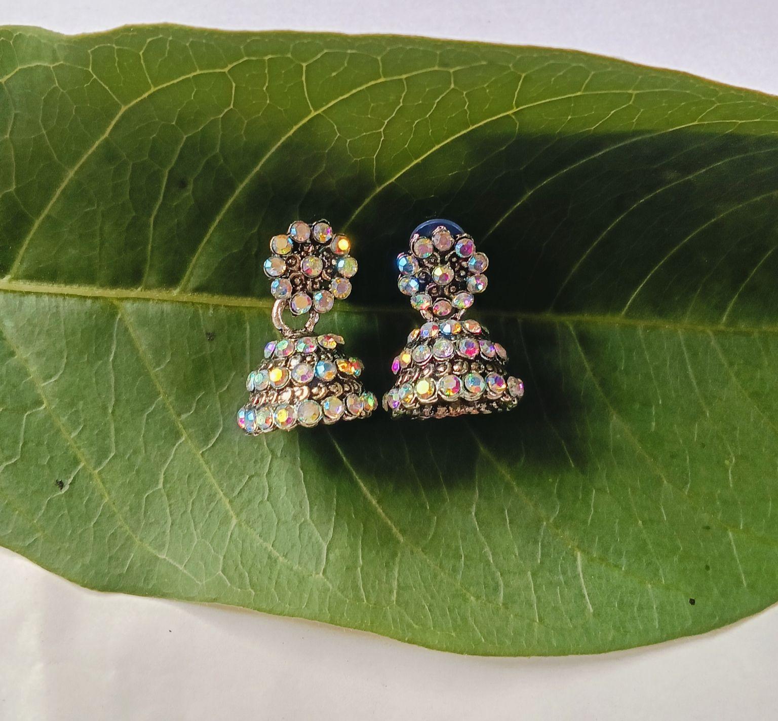  Sparkling Stone Studded Mini Jhumka Earrings
