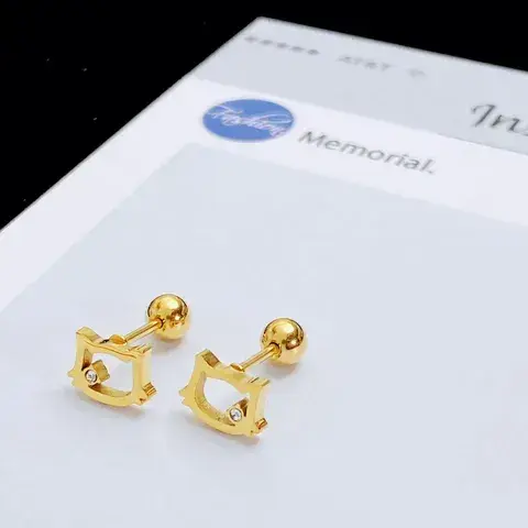 Stainless Steel Cross Heart Shape Snowflake PVD Coated Zircon 18K Gold Plated Sweet Waterproof Non Tarnish Plating Cartilage Earrings