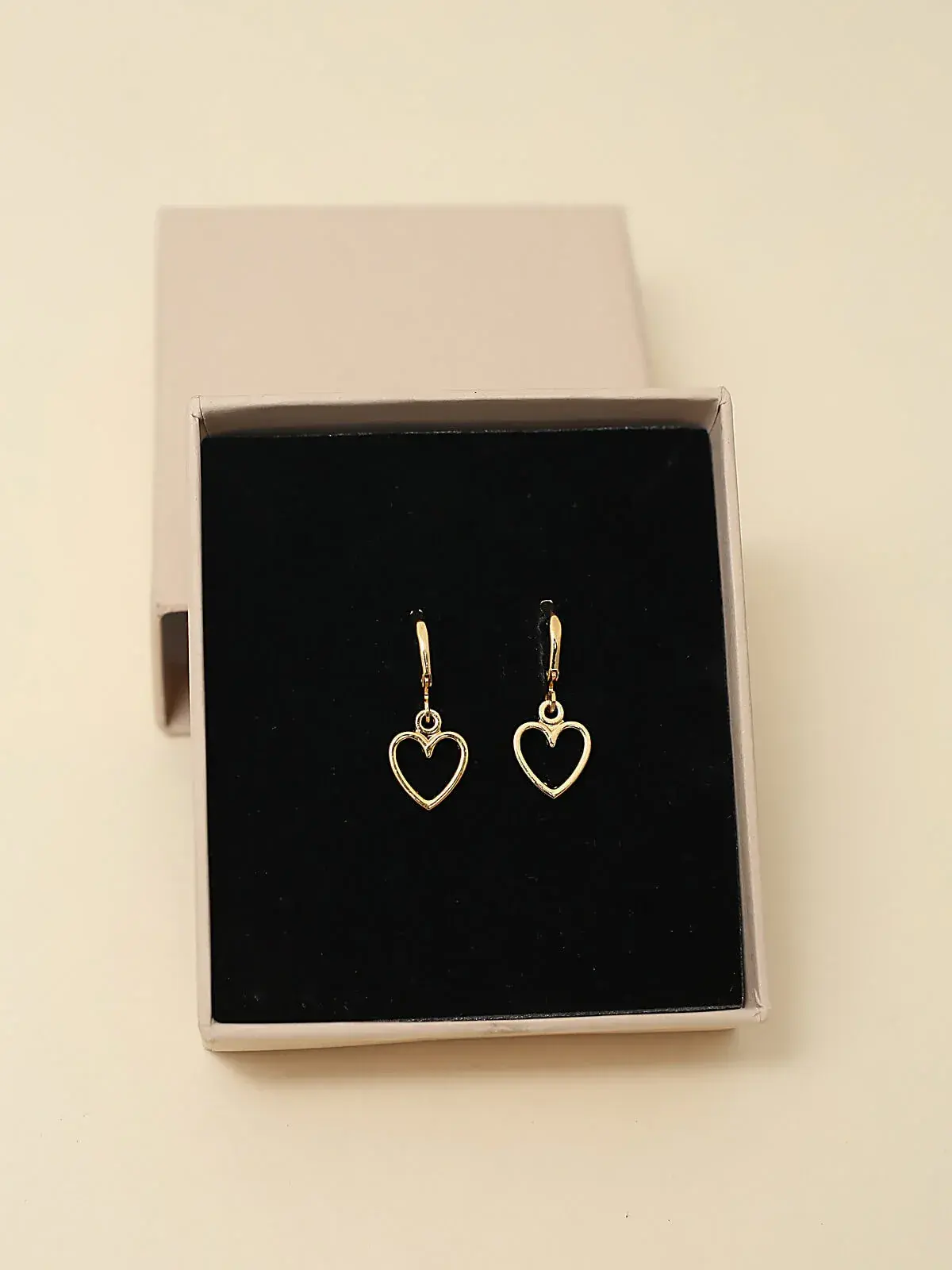 Gold Heart Drop Earrings