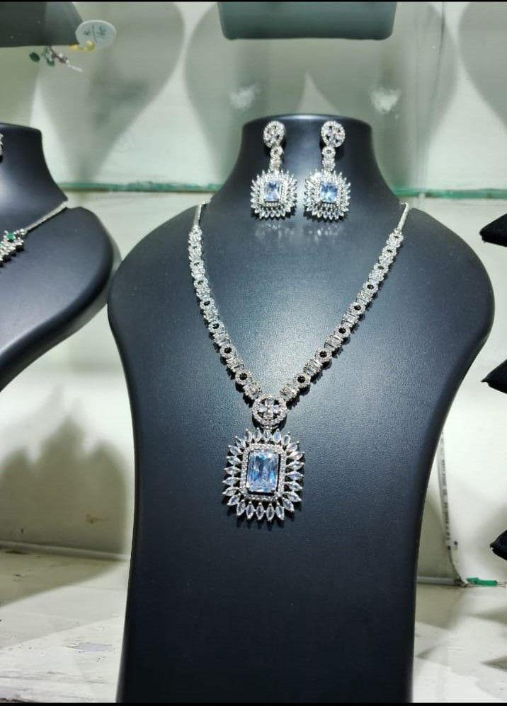 Blue Royale American Diamond Necklace Set