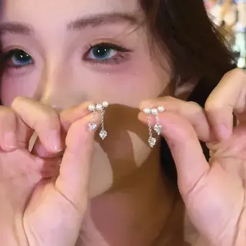 Elegant Bohemian Style Zirconia Earrings For Women Fashionable Sweet Cool Aesthetic Silver Alloy Butterfly Knot Dangle Studs