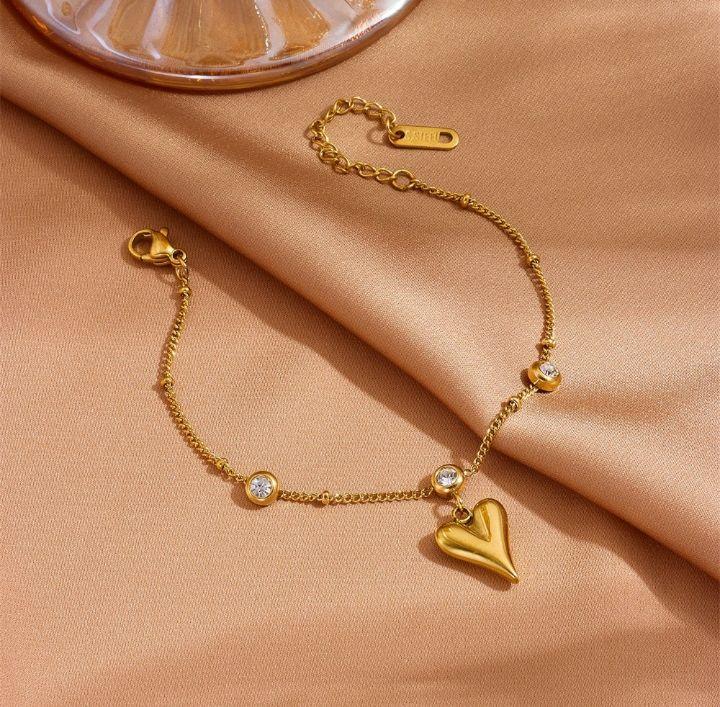 Golden Heart Charm Bracelet