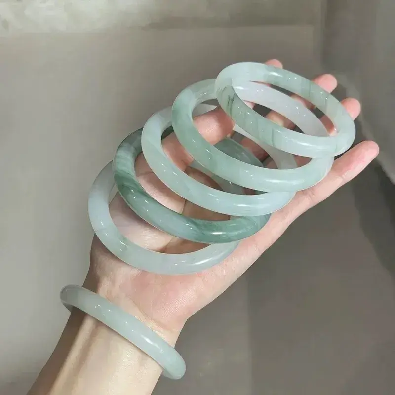 Natural White Jade Bracelet With Gold Thread Real Faux Natural Peace Bracelet For Girlfriend Retro Polished Glass/Beads