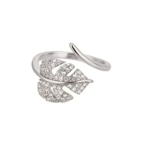 Stainless Steel Geometric Leaf PVD Coated Real Gold Plated Elegant Retro Lady Waterproof Non Tarnish Plating Open Rings