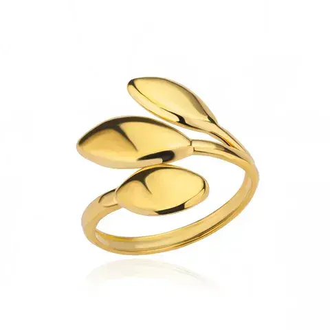 Stainless Steel Geometric Leaf PVD Coated Real Gold Plated Elegant Retro Lady Waterproof Non Tarnish Plating Open Rings