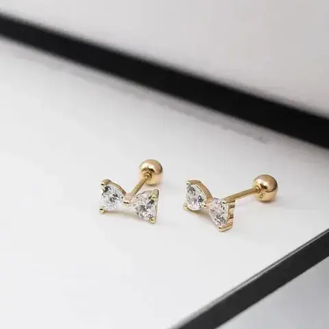 Stainless Steel Cross Heart Shape Snowflake PVD Coated Zircon 18K Gold Plated Sweet Waterproof Non Tarnish Plating Cartilage Earrings