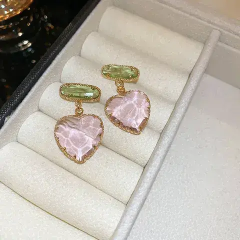 Retro Metal Flowers Stud Earrings For Women With Rhinestones, Elegant Floral Design