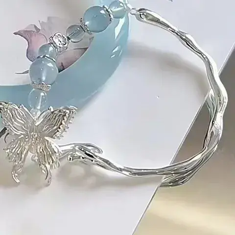 Chinoiserie Sweet Geometric Alloy Resin Bangles