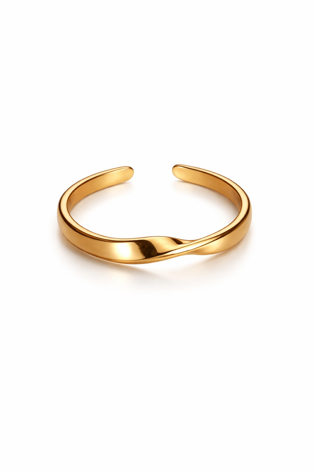 Minimal Gold Twist Open Ring