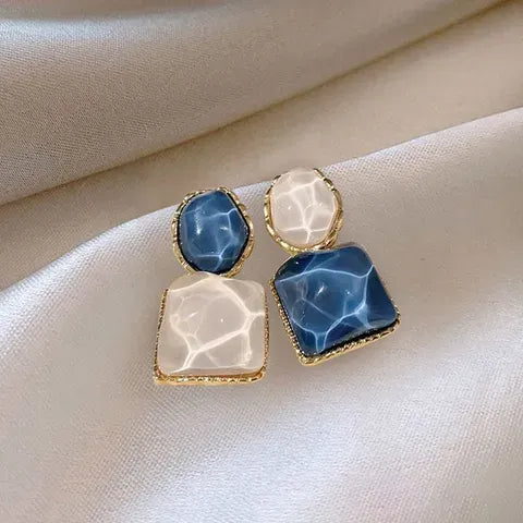 Elegant Blue Stone Stud Earrings