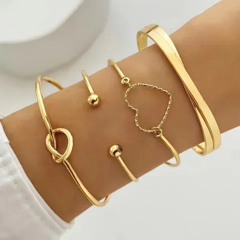 Geometric Wave Open Bracelet