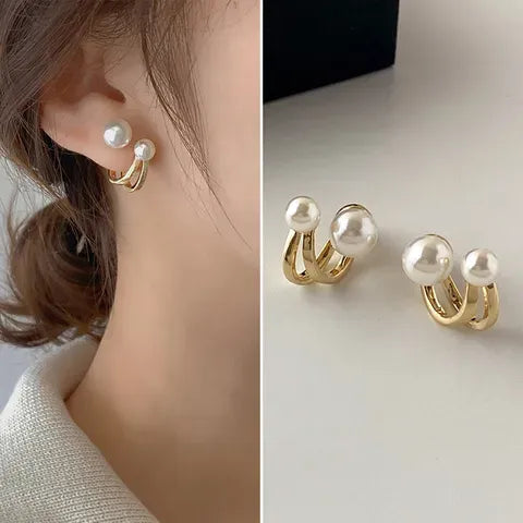 Pearl Bow Stud Earrings