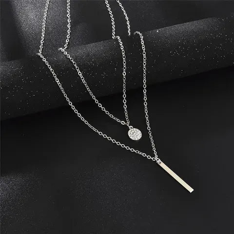 Layered Rhinestone Chain Necklace