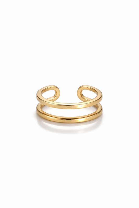Gold Double Layer Open Cuff Ring
