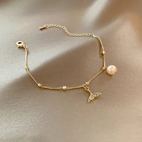 Heart Pearl Inlay Chain Bracelet
