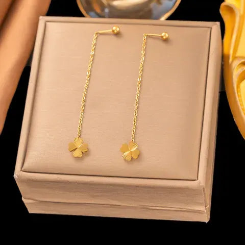 Dual Shape Gold Drop Earrings