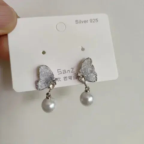 Crystal Star Bow Drop Earrings