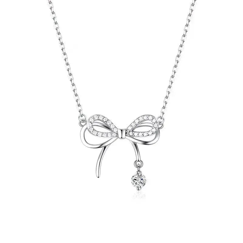 Bow Heart Pendant Necklace